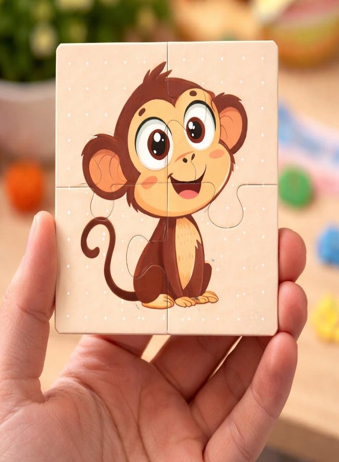 tinywalk Wooden Jigsaw Puzzle Set of 6 for Kids | Pack of 6 Puzzles with 4 Pieces Each | Learning Toy for 2 3 4 5 Year Old Boys & Girls | Animal & Jungle Theme - Image 3